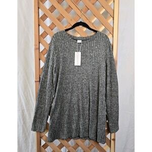 NWT XIEERDUO Long Sleeve Crew Neck Loose Fit Tunic W/Pockets - Dark Gray - Sz L
